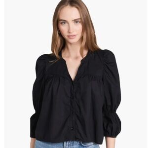 Nation Ltd XXL Geneva romantic black button down blouse